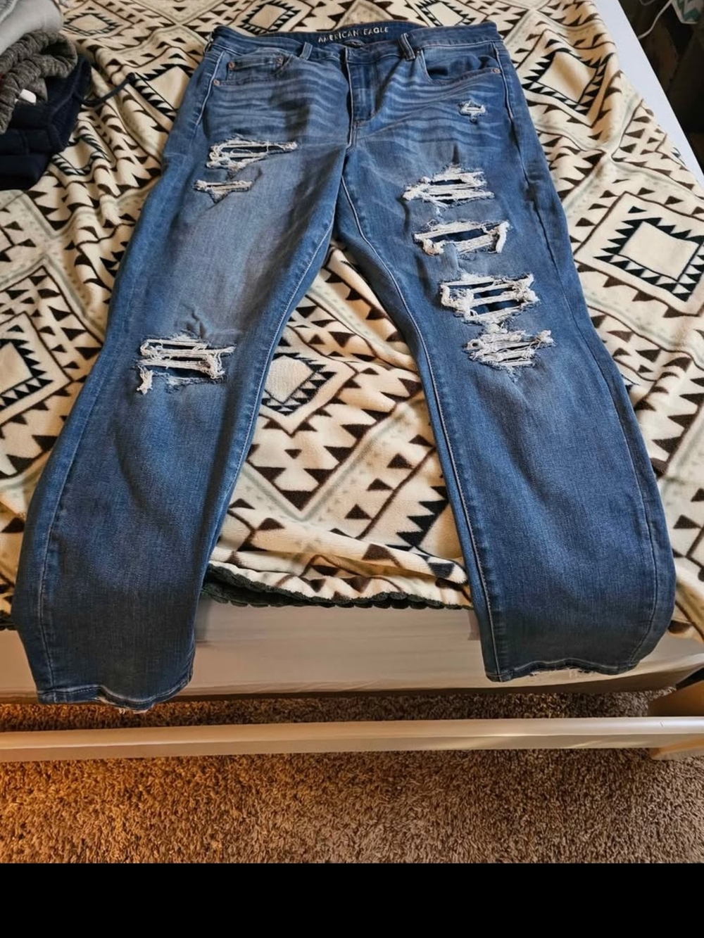 American Eagle Outfitters Distressed Dark Blue Boyfriend Jeans